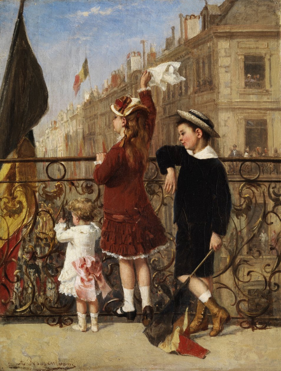 Zwaaien naar de processie, Brussel door Albert Roosenboom