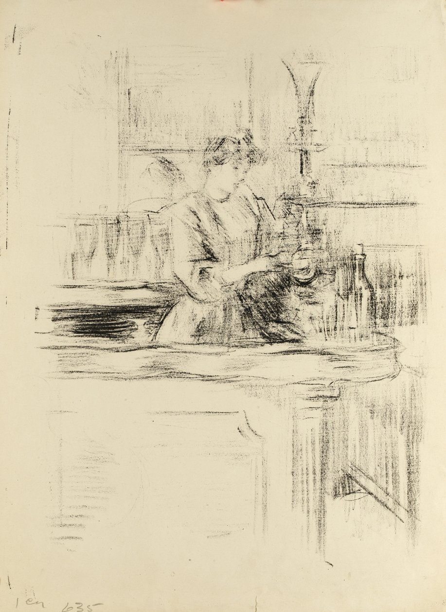 Vrouw werkend aan een bar, late jaren 1890 door Albert de Belleroche