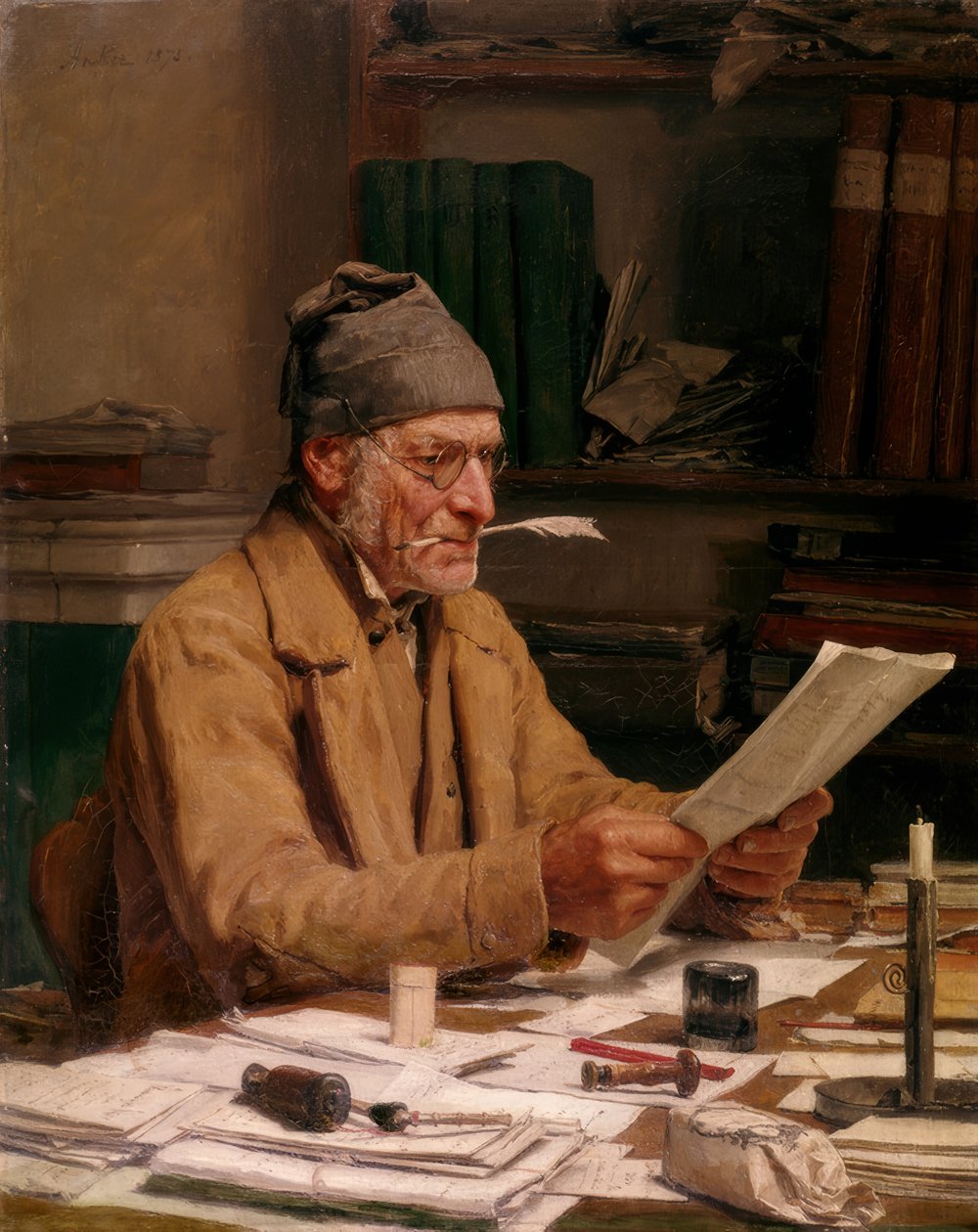 De gemeentesecretaris door Albert Anker