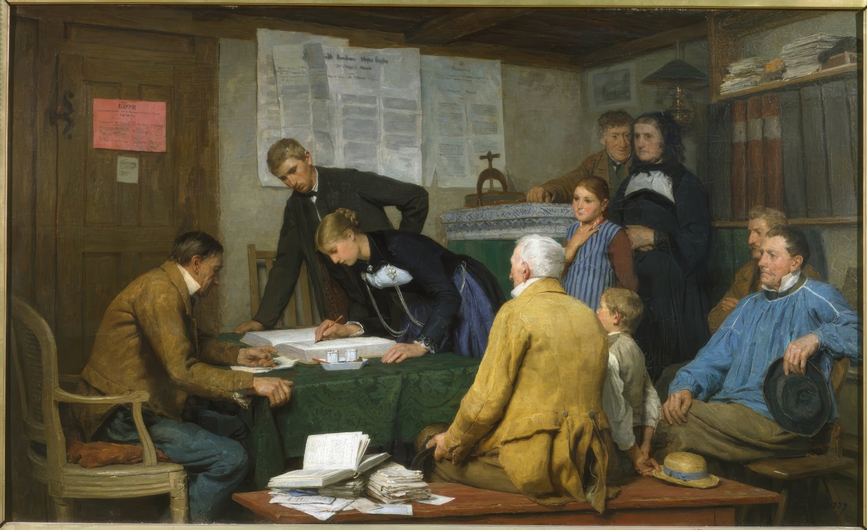 Het burgerlijk huwelijk door Albert Anker