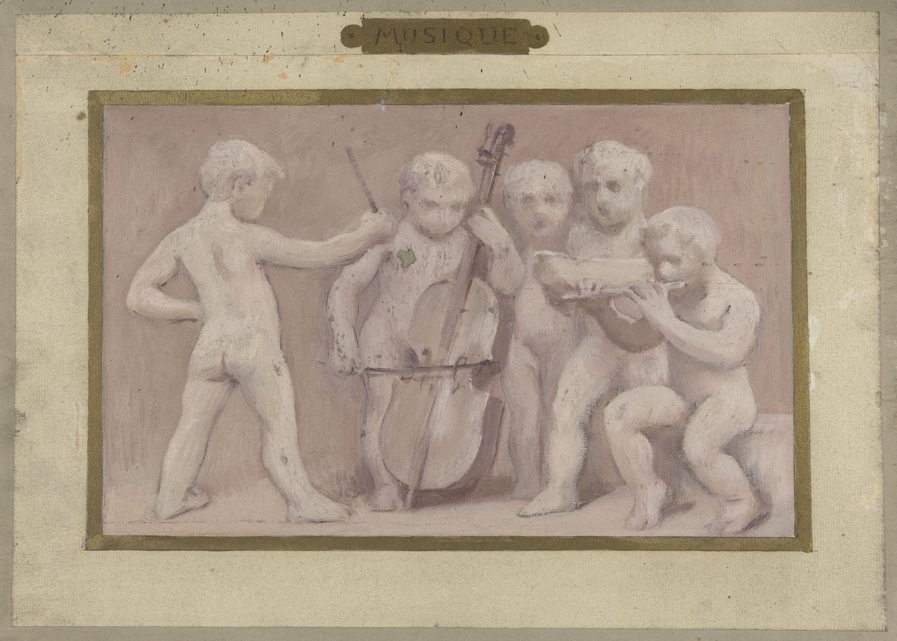 Schets voor de Salle des Fêtes in het Hôtel de Ville de Paris: Muziek, tussen 1889 en 1895 door Albert Aublet