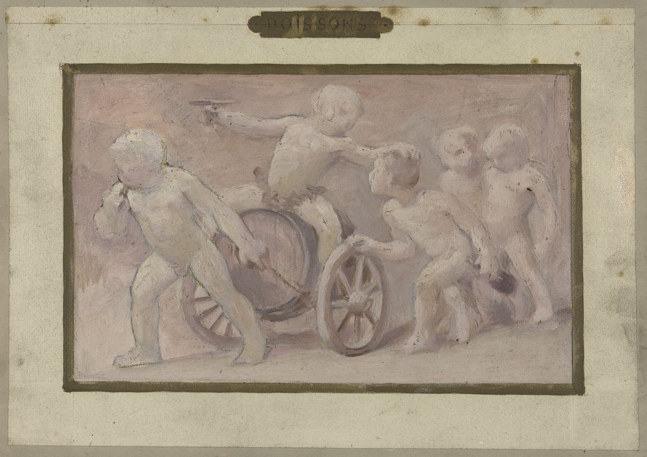 Schets voor de Salle des Fêtes in het Hôtel de Ville in Parijs: Drankjes door Albert Aublet