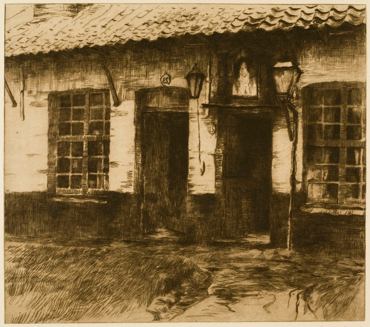 Armenhuizen (Kortrijk) door Albert Baertsoen