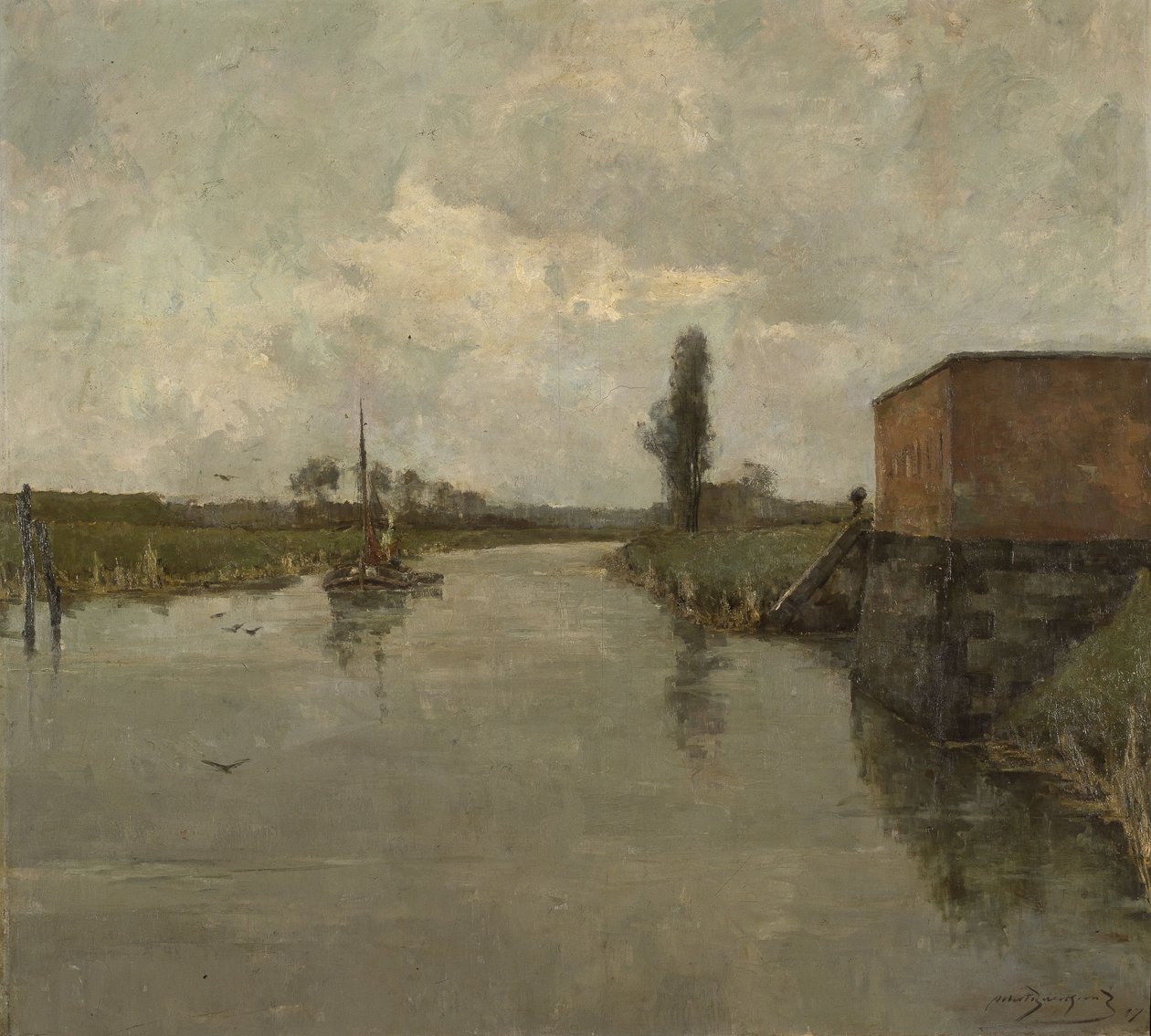 Gezicht op de omgeving van Dendermonde door Albert Baertsoen