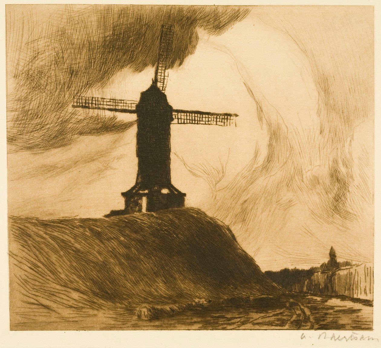 Mühle auf den Wällen I (Brügge) door Albert Baertsoen