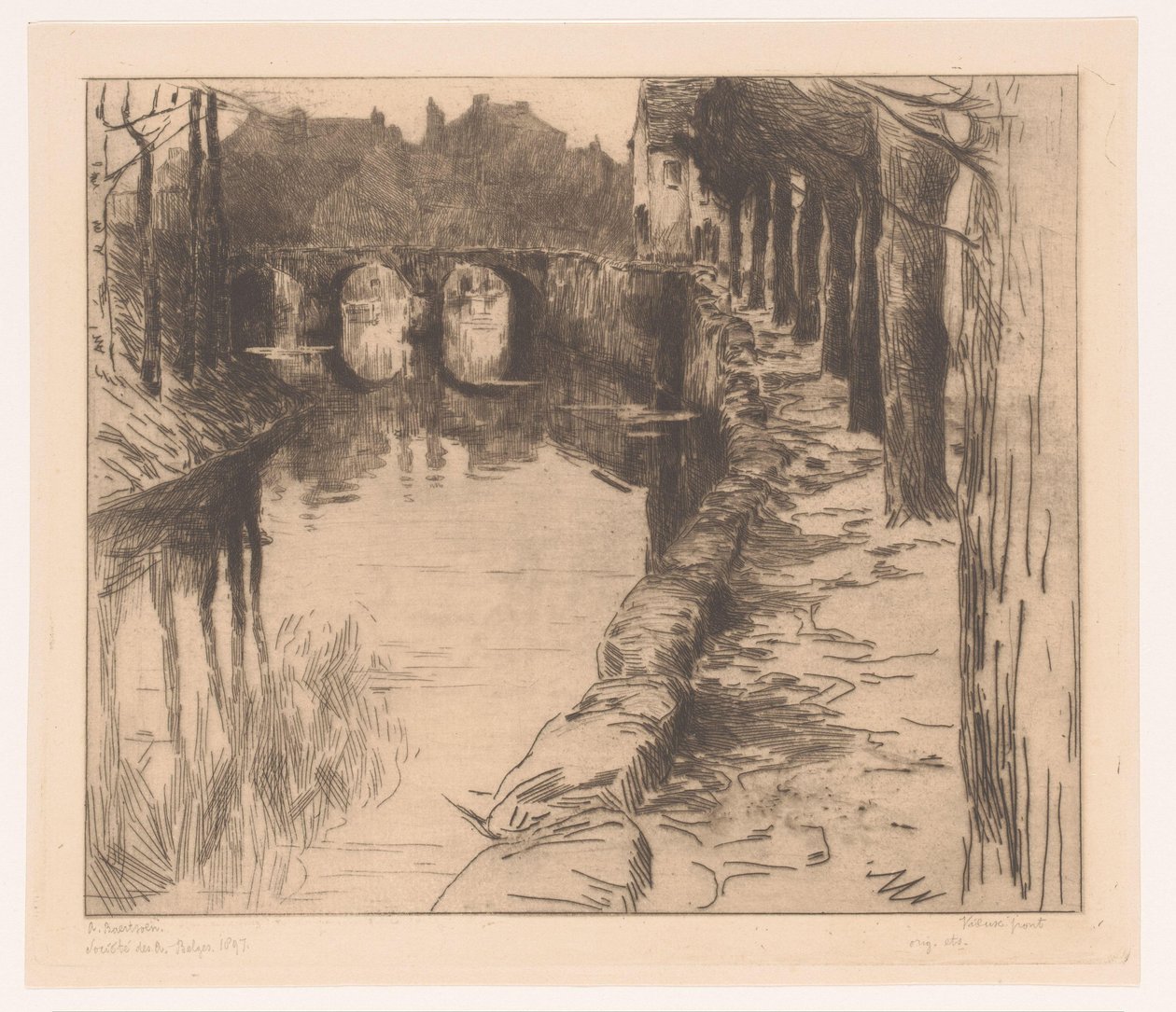 Oude brug over een kanaal in Diksmuide door Albert Baertsoen