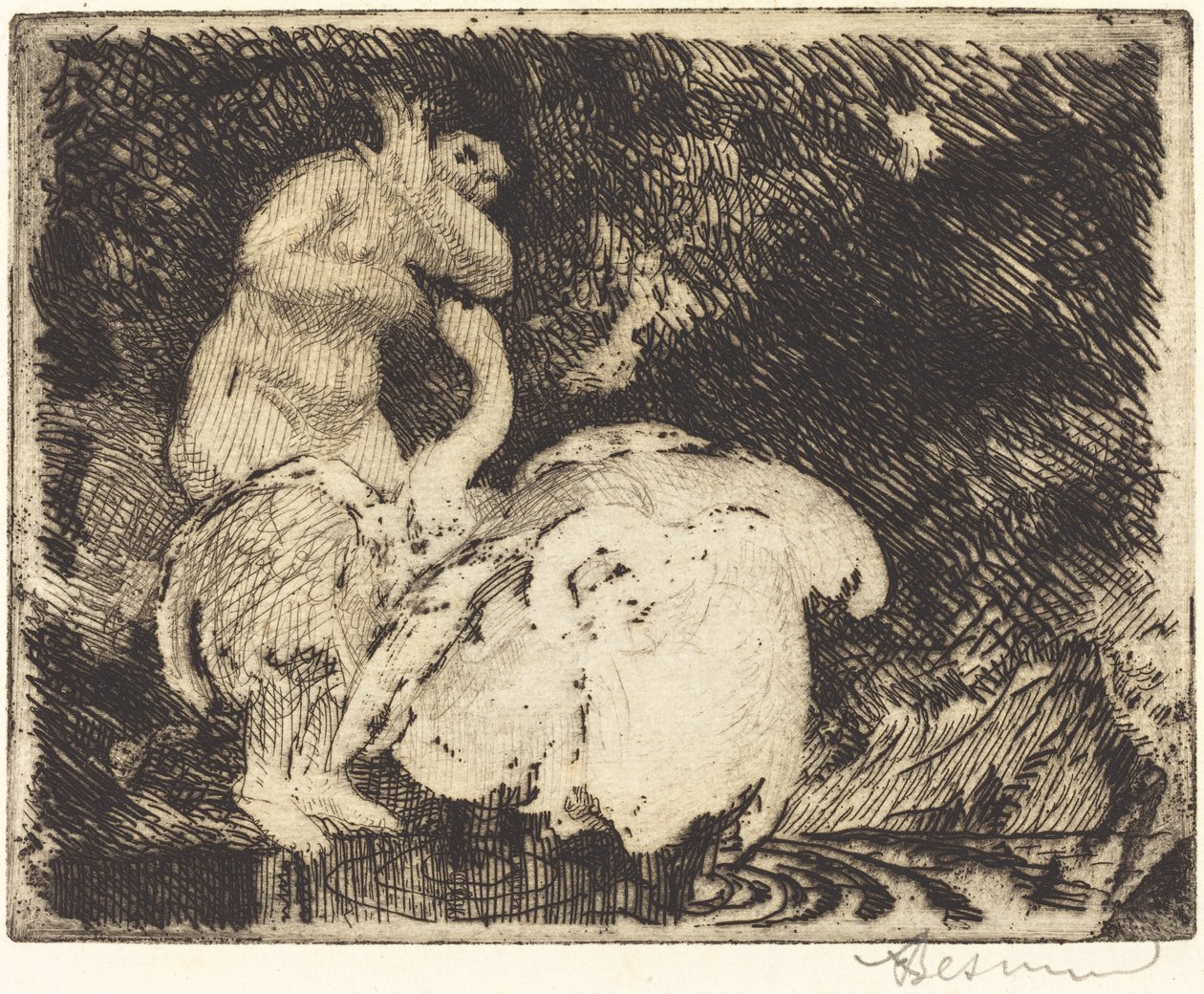 Leda aan het Baden door Albert Besnard