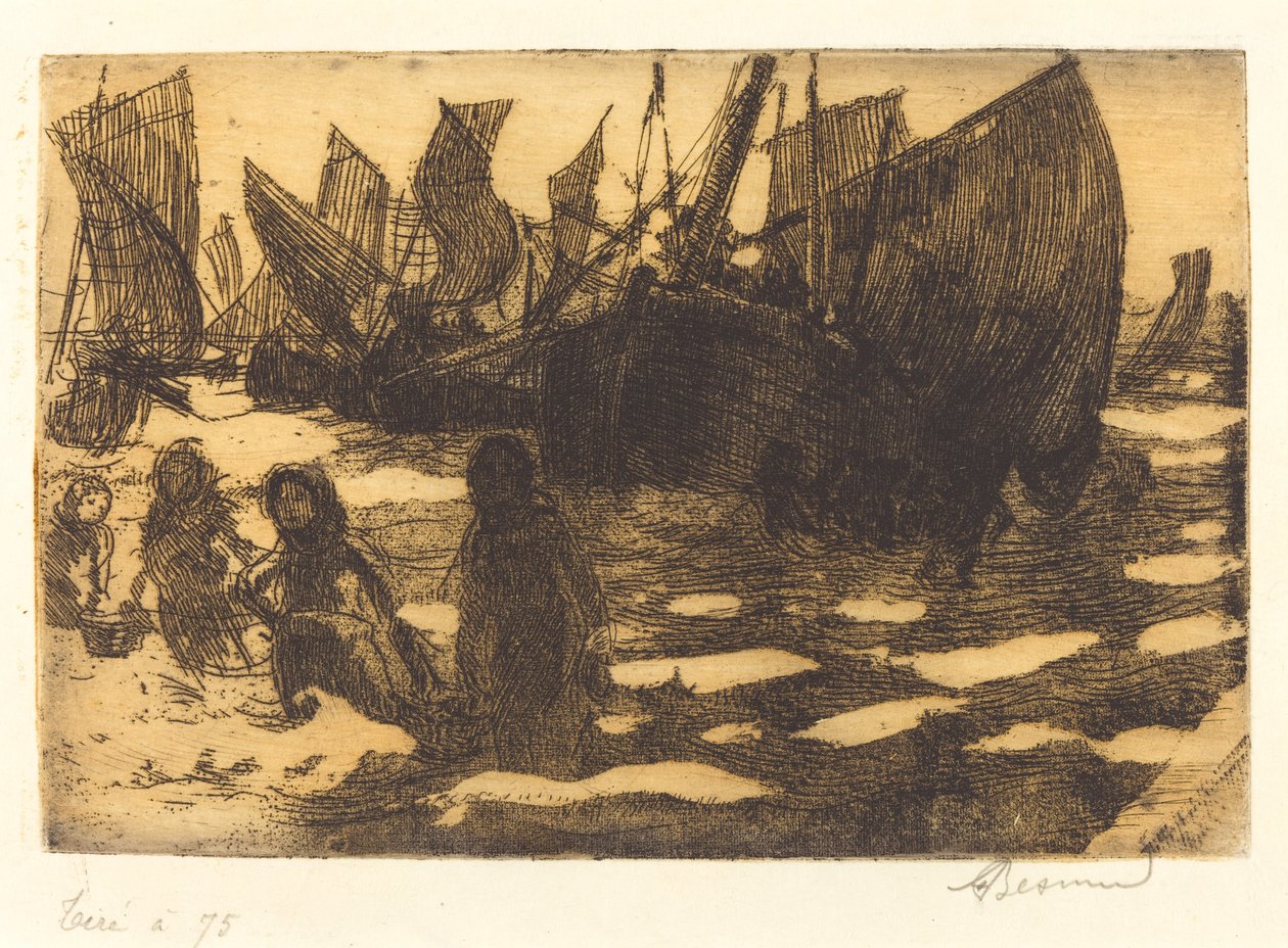 Kleine Vissersboten van Berck door Albert Besnard
