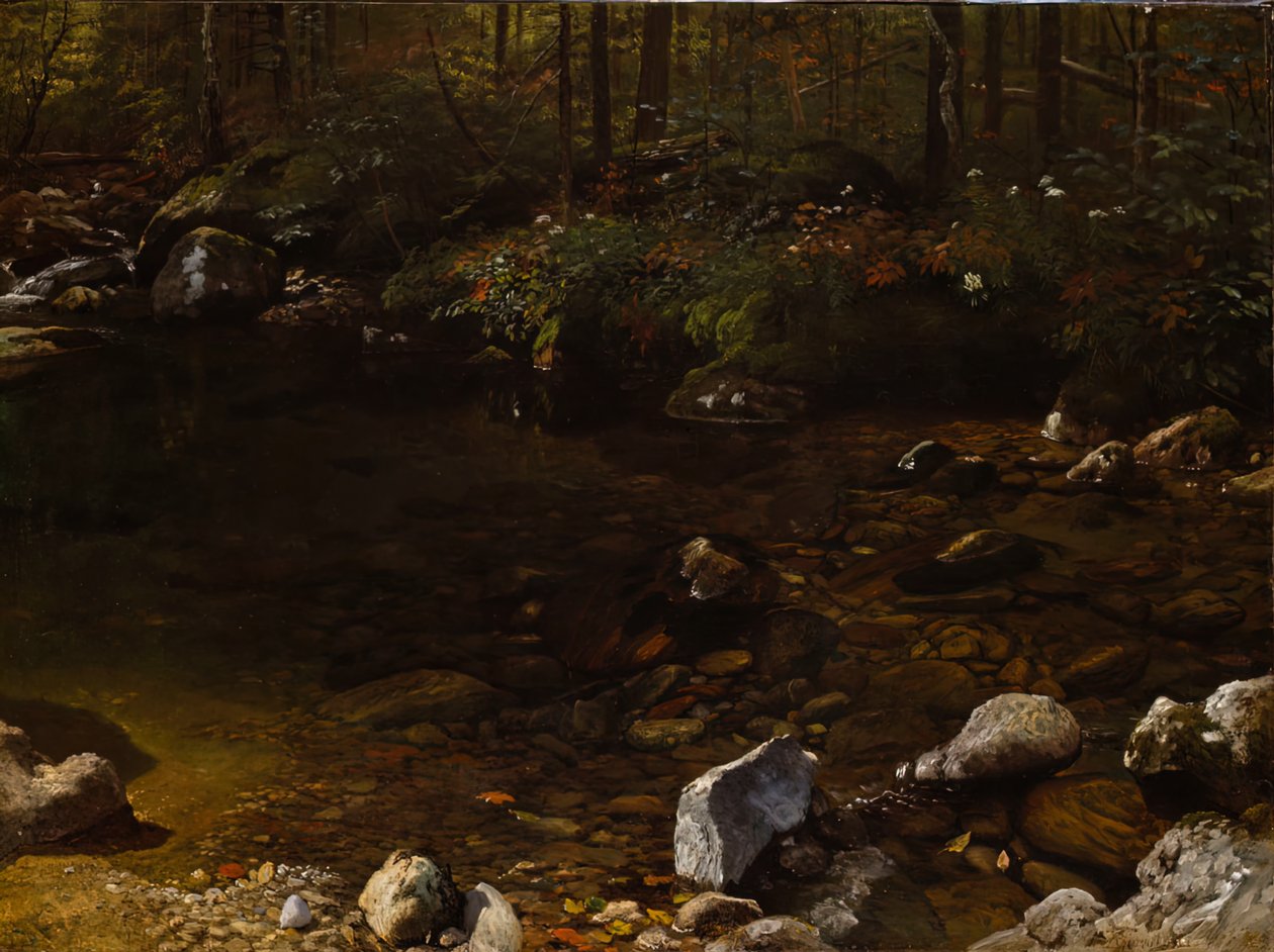 Schaduwrijk zwembad, Witte Bergen, New Hampshire door Albert Bierstadt