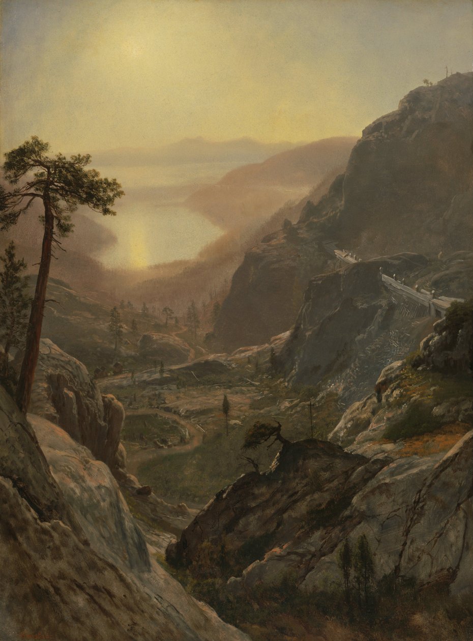Uitzicht op het Donnermeer door Albert Bierstadt
