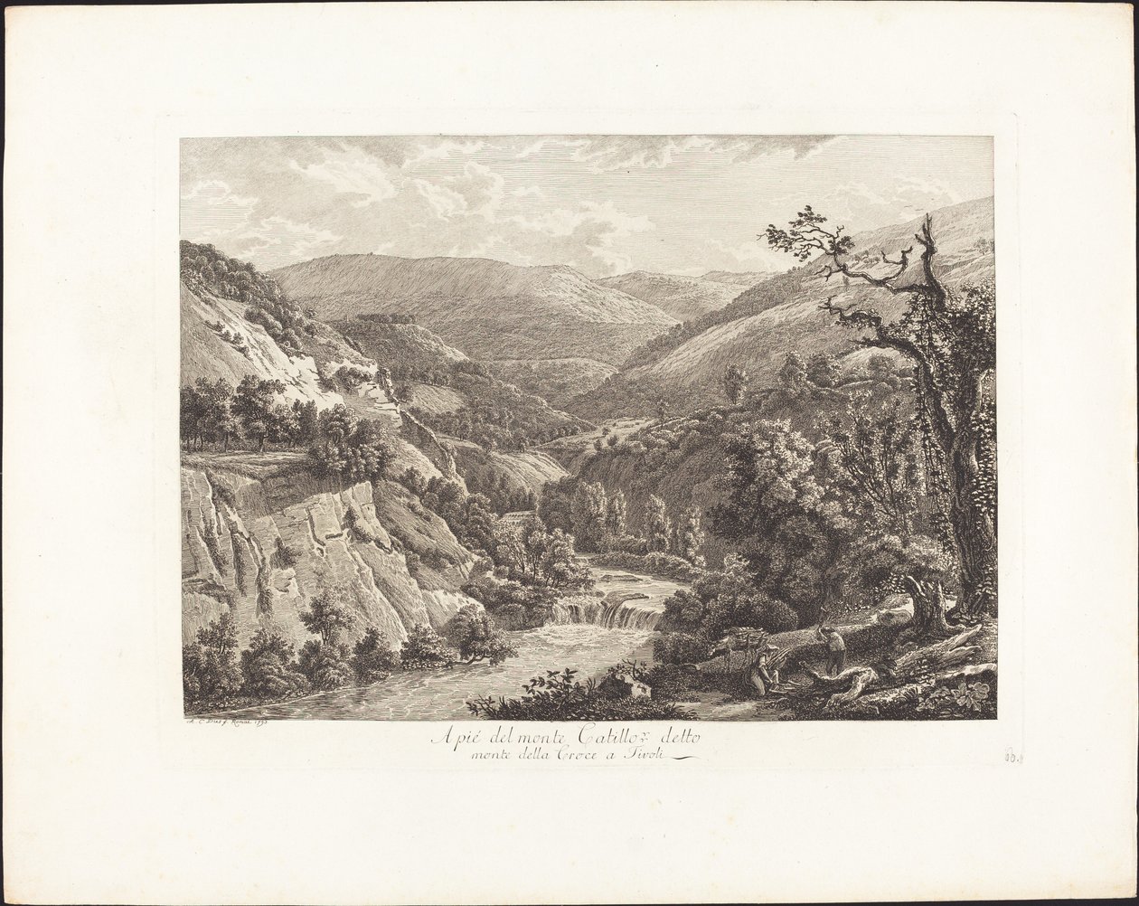 Aan de voet van de Monte Catillo, genaamd Monte della Croce in Tivoli door Albert Christoph Dies