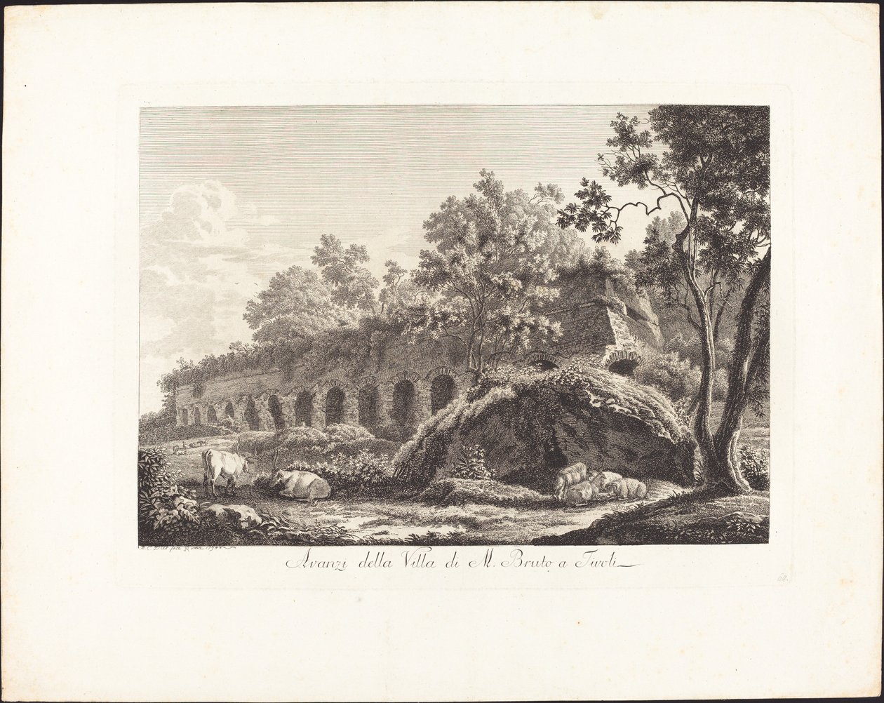 Overblijfselen van de villa van M. Brutus in Tivoli door Albert Christoph Dies
