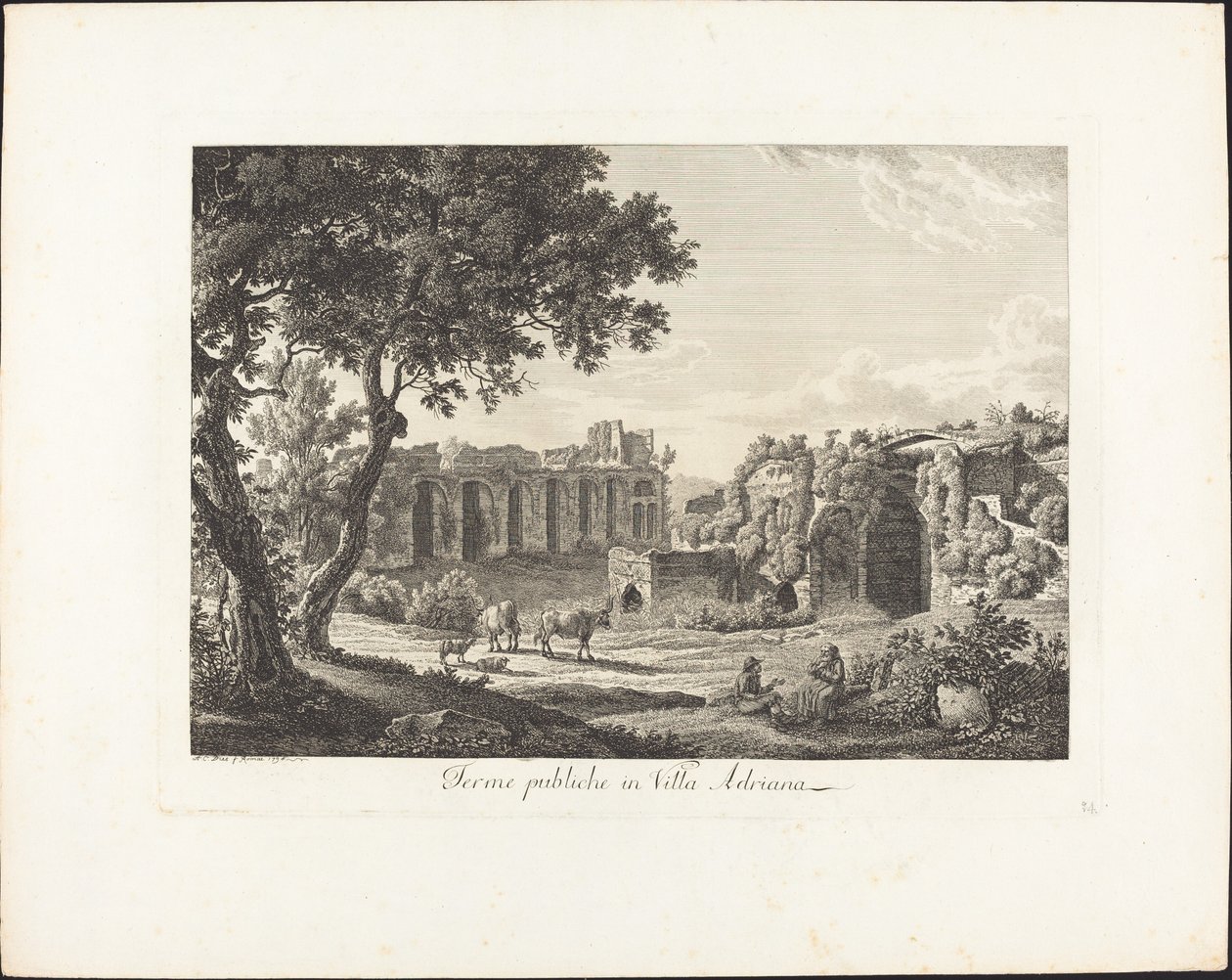 Openbare thermen in Villa Adriana door Albert Christoph Dies