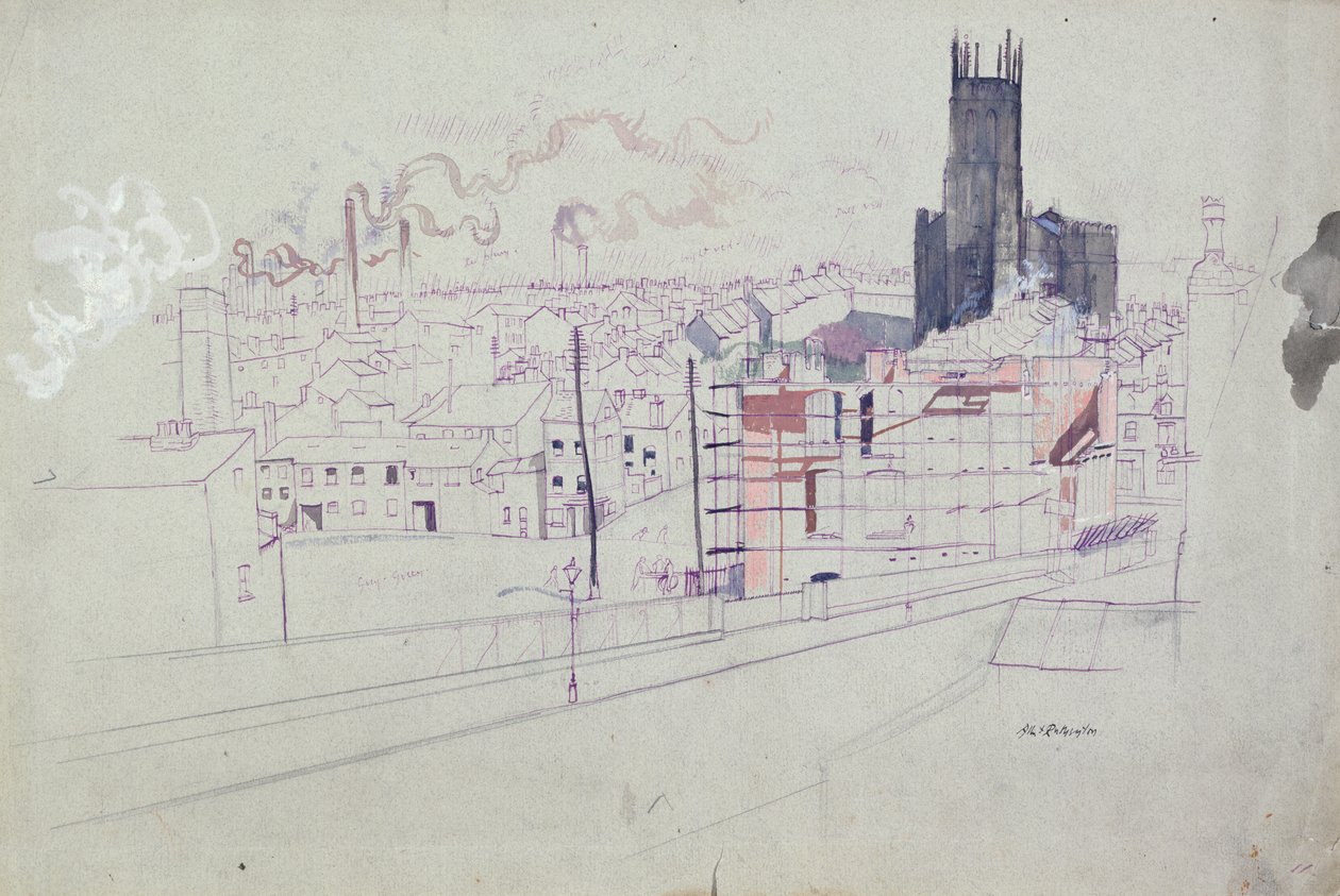 Industriële Stad (Leeds) door Albert Daniel Rutherston