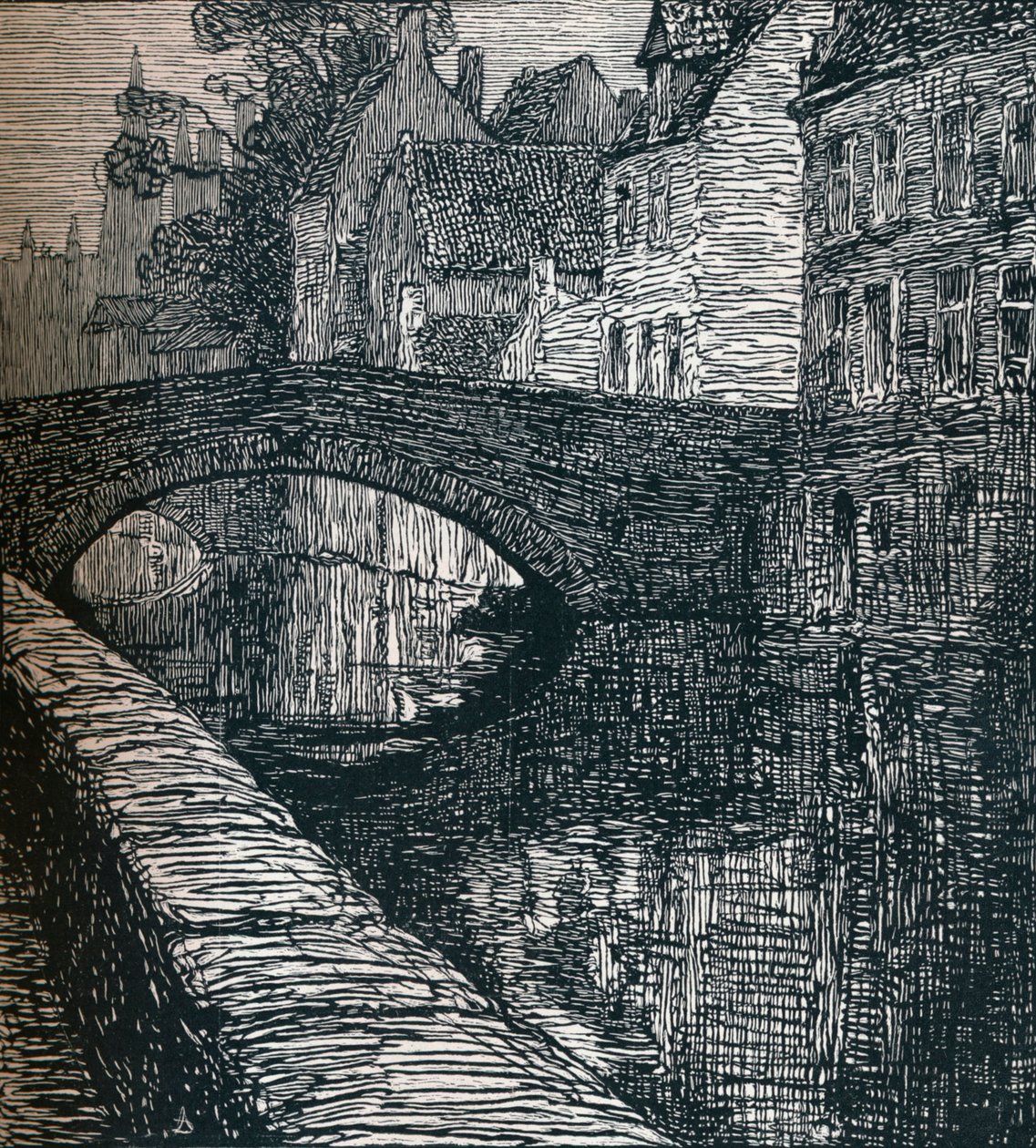 Brugge: Le Quai Vert The Green Quay, 1916, 1917 door Albert Delstanche