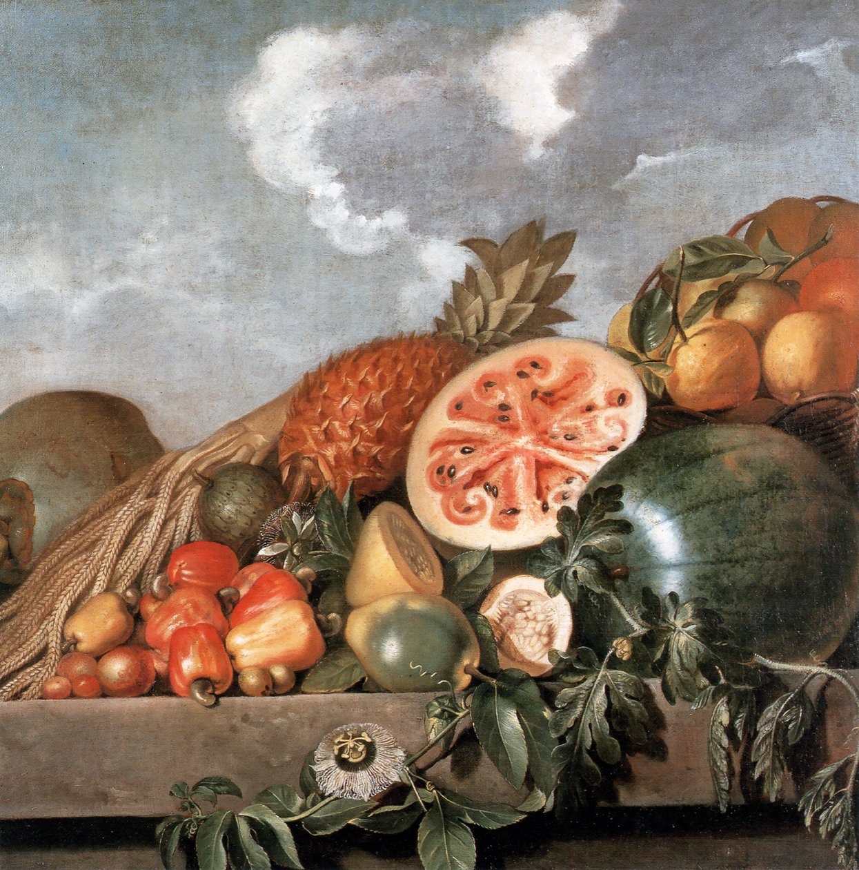Ananas, watermeloenen en ander fruit (Braziliaans fruit) door Albert Eckhout