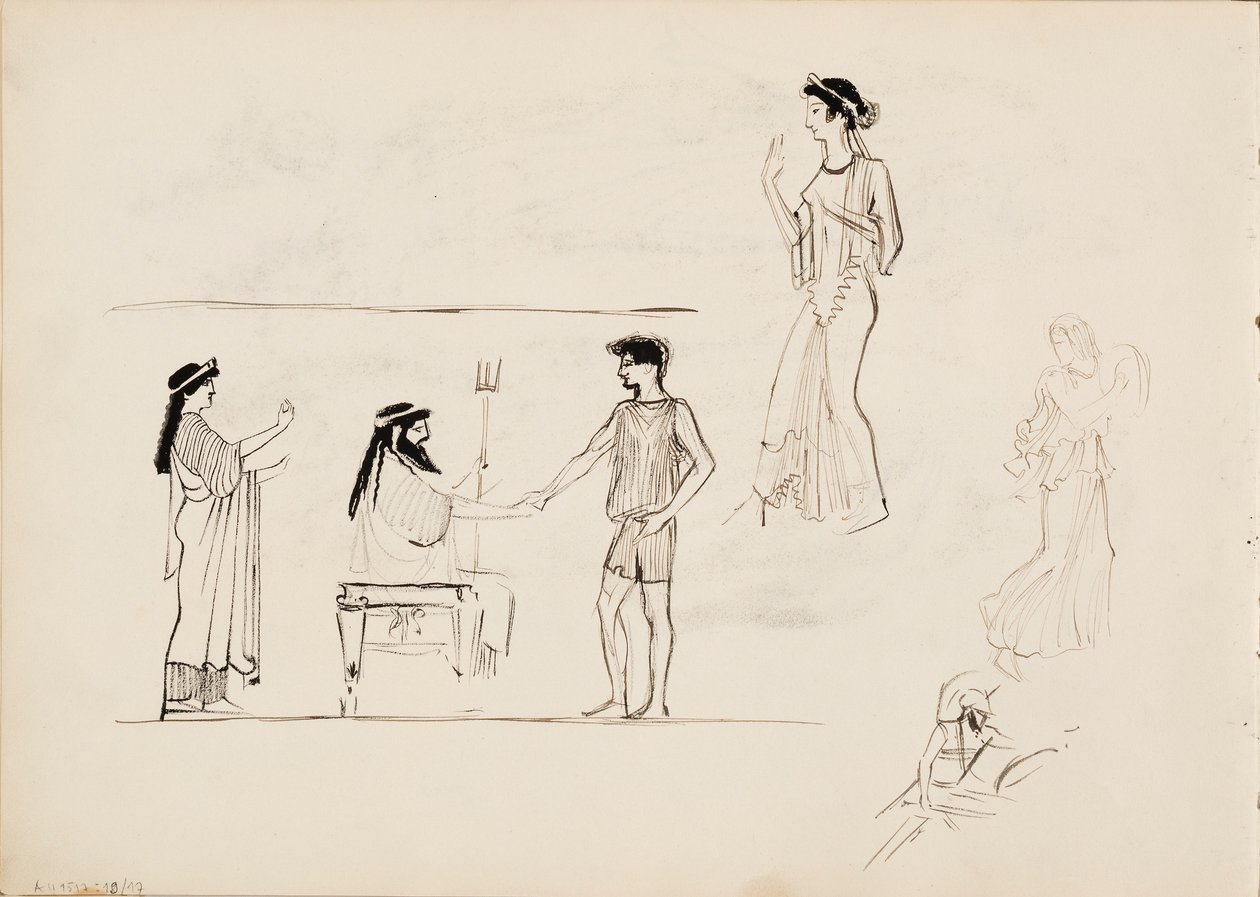 Oude mannelijke en vrouwelijke figuren door Albert Edelfelt