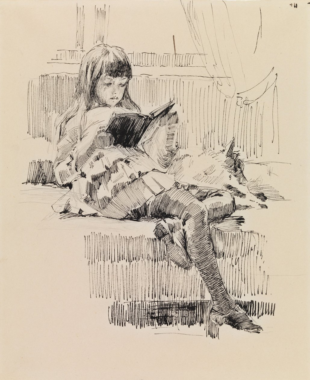 Berta Edelfelt, Studie voor het schilderij ‘Lieve vrienden’ (Berta en Capi) door Albert Edelfelt
