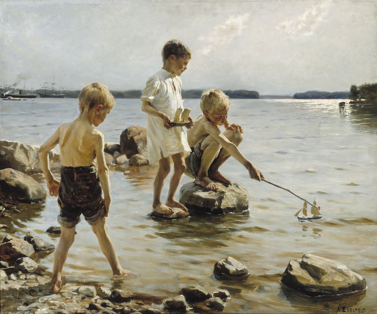 Jongens spelen aan de kust door Albert Edelfelt