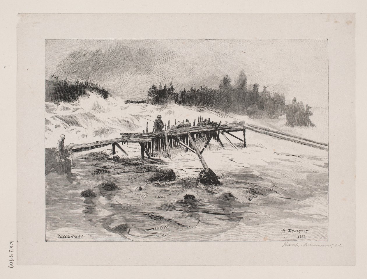 Een waterval. Vallinkoski door Albert Gustaf Aristides Edelfelt