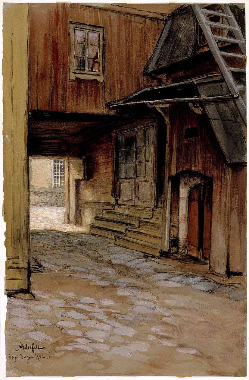 Huis in Porvoo door Albert Edelfelt
