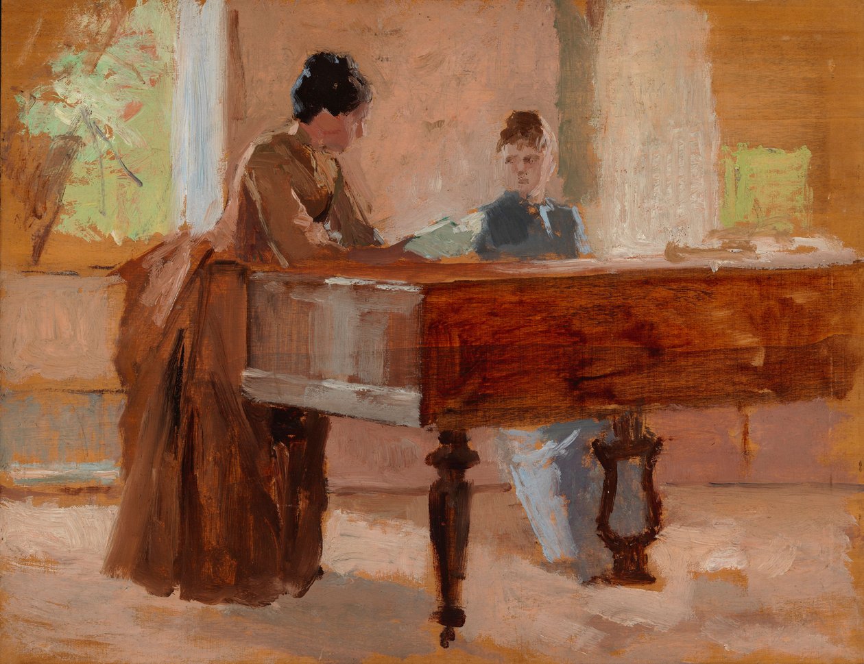 In de salon van Haikko, studie voor *An Old Tune* door Albert Edelfelt