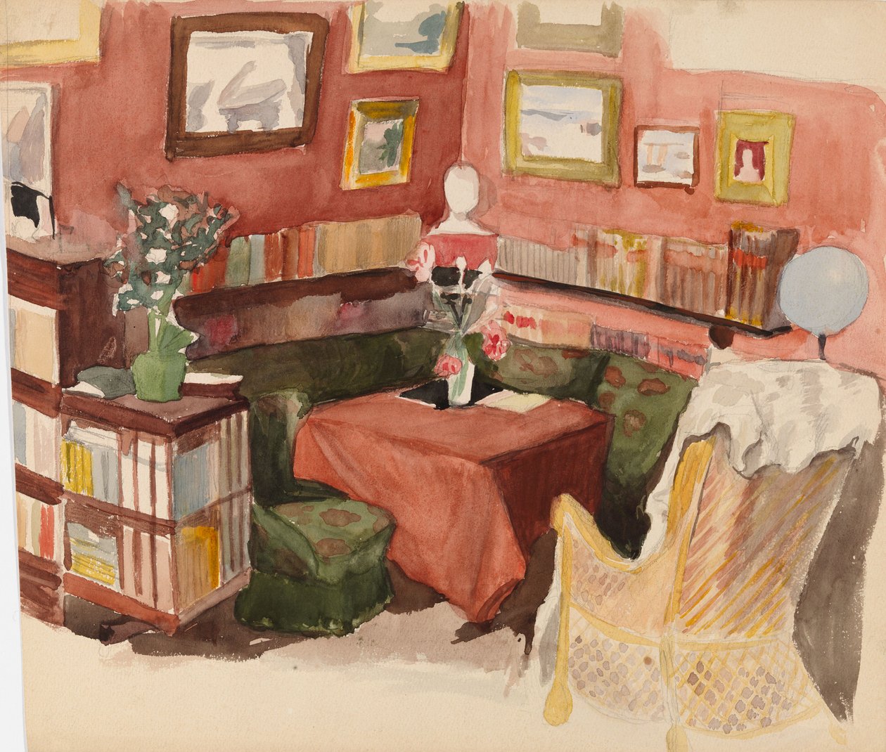 Interieur uit het huis van Annie en Berta Edelfelt in Helsinki door Albert Edelfelt