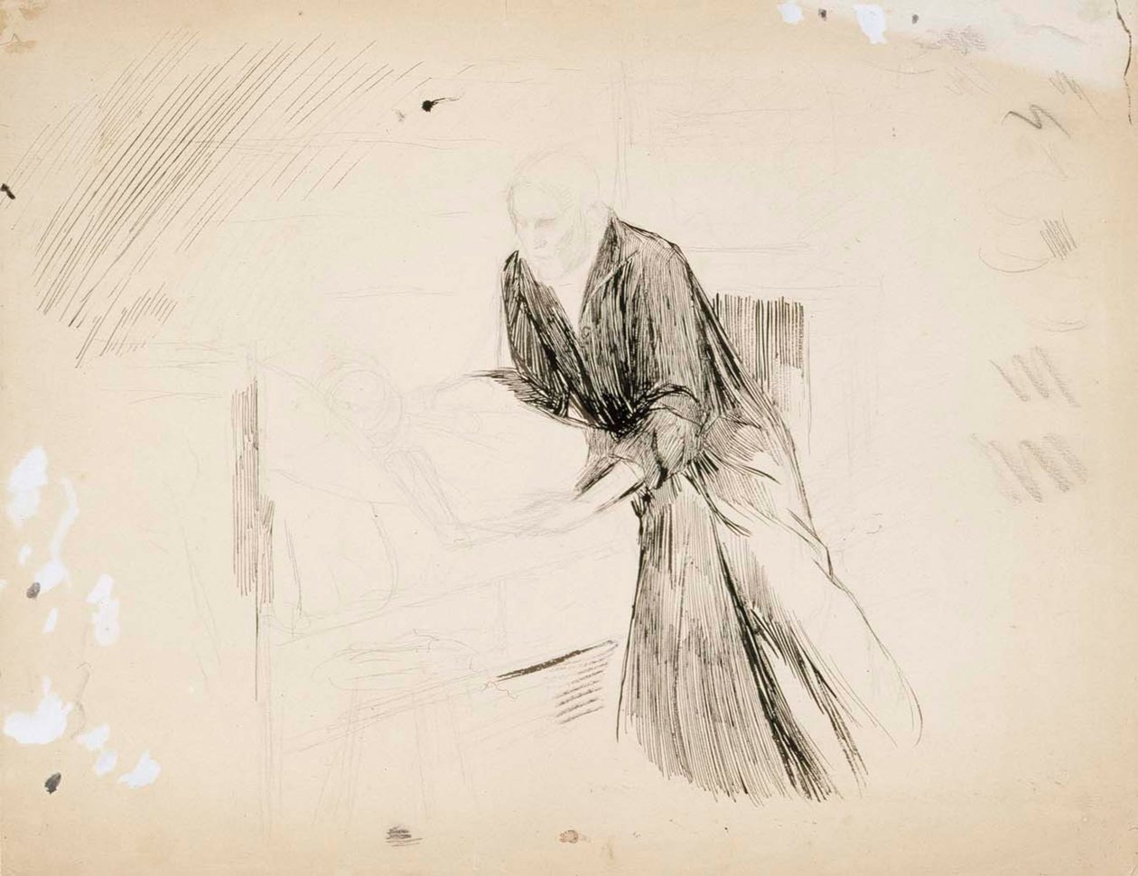 Dame liggend op kussens door Albert Edelfelt