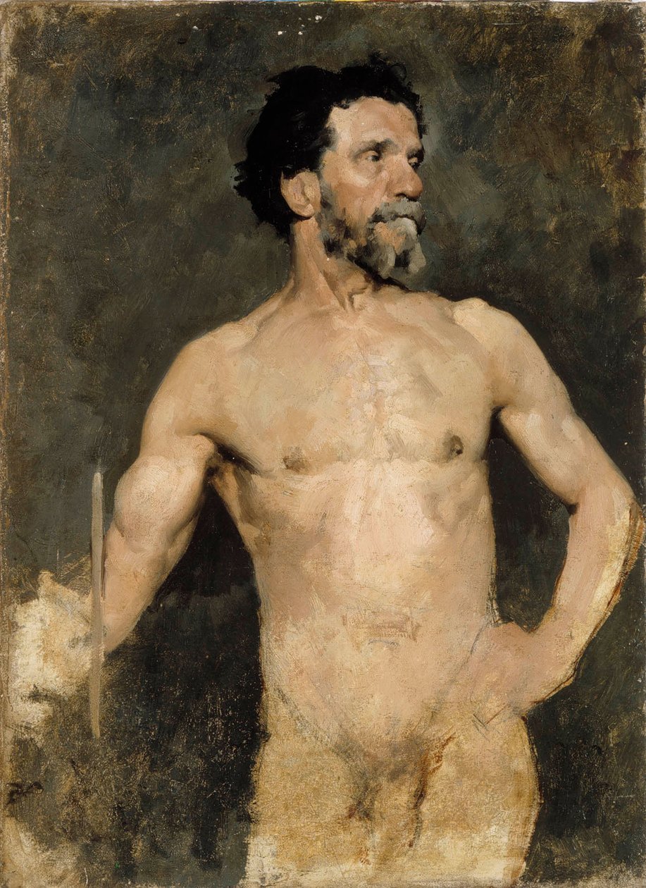 Mannelijk model, studie door Albert Edelfelt