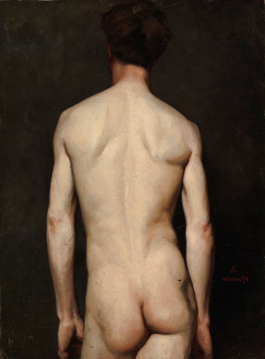 Mannelijke model, academische studie door Albert Edelfelt