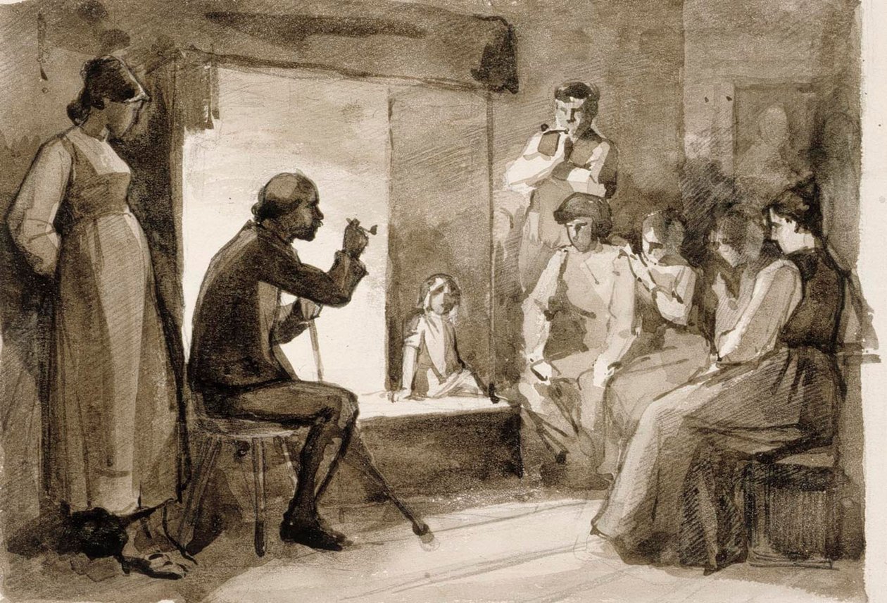 Pistol’s Tales, Compositiestudie II. Illustraties voor *Julqvällen* (Kerstavond) van J. L. Runeberg door Albert Edelfelt