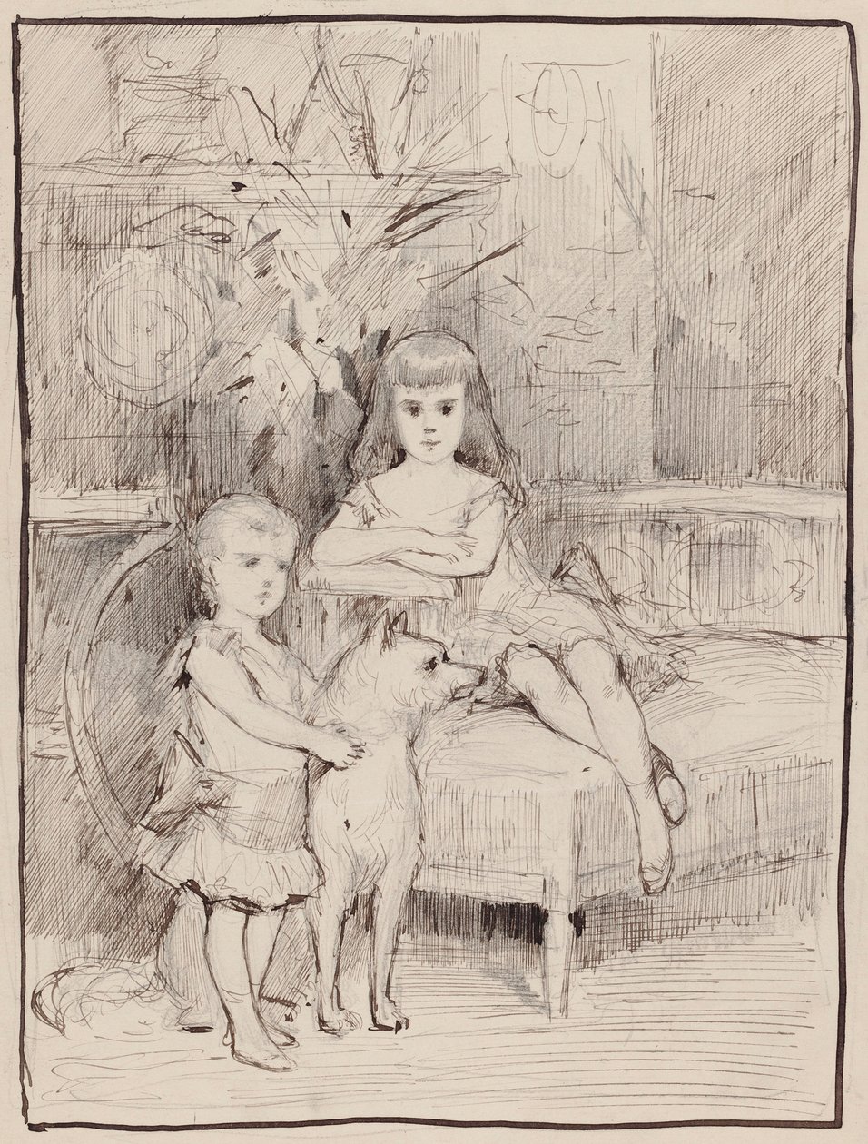 Portretstudie van Michael en Xenia, kinderen van tsaar Alexander III door Albert Edelfelt
