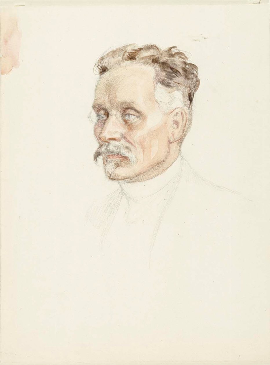 Portretstudie van professor J. W. Runeberg, gezicht door Albert Edelfelt