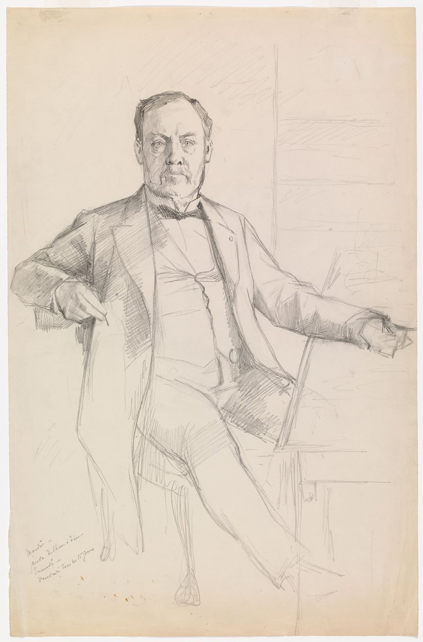 Portret van Louis Pasteur, schets door Albert Edelfelt