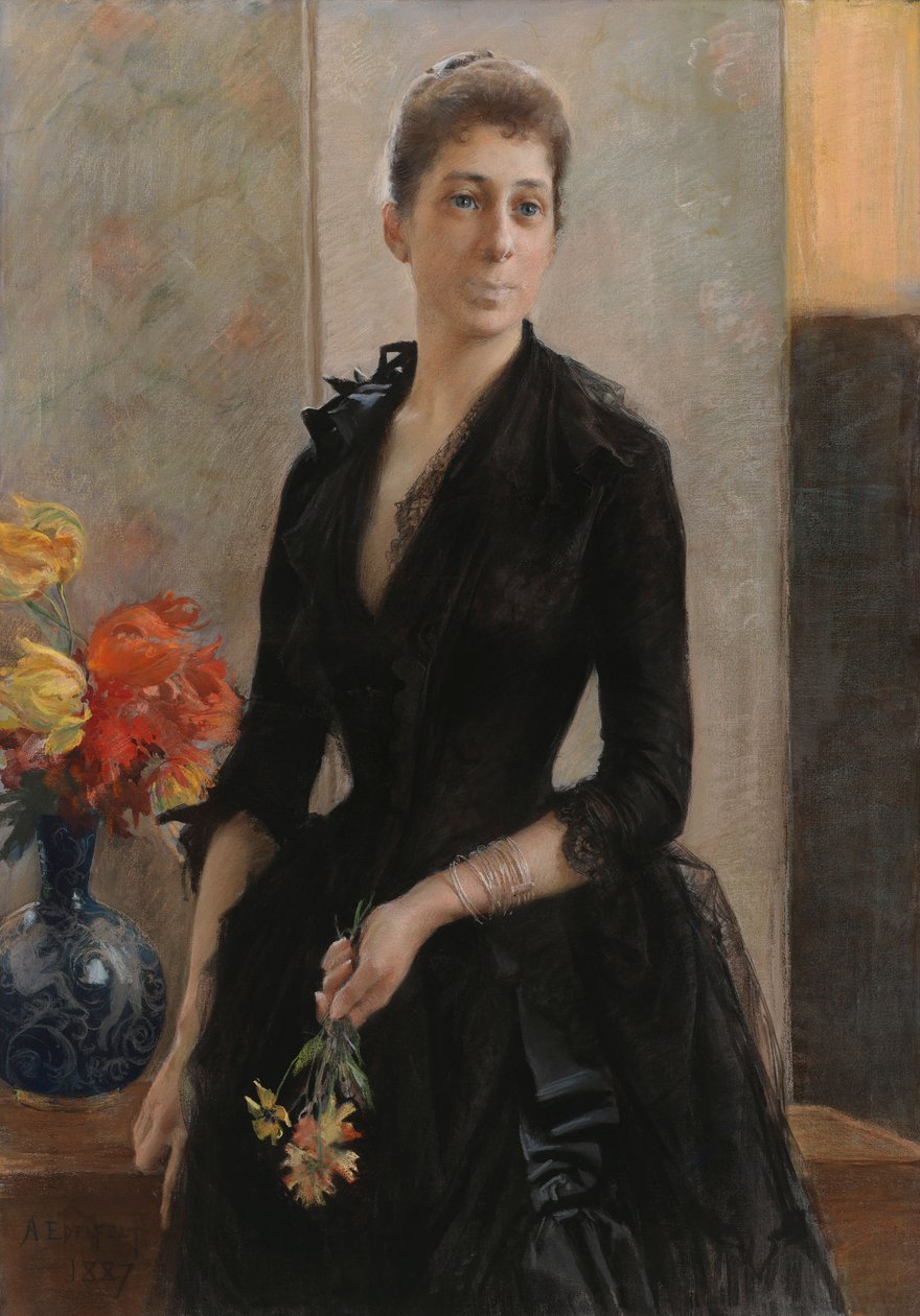 Portret van Mme Weissgerber de Stragewicz, later Mme R. Berenger door Albert Edelfelt