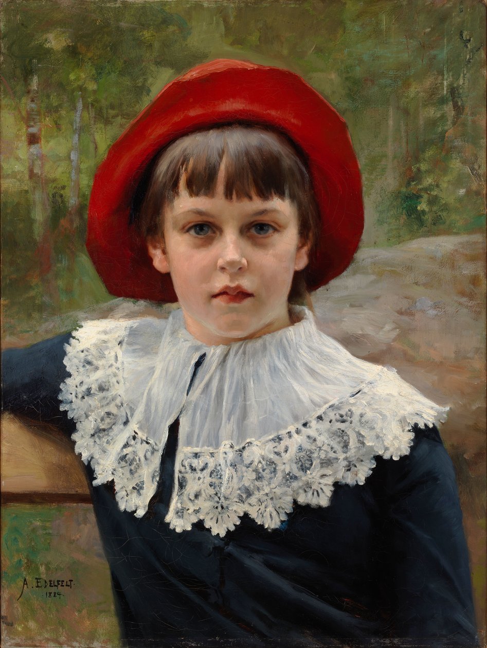 Portret van de zus van de kunstenaar, Berta Edelfelt door Albert Edelfelt
