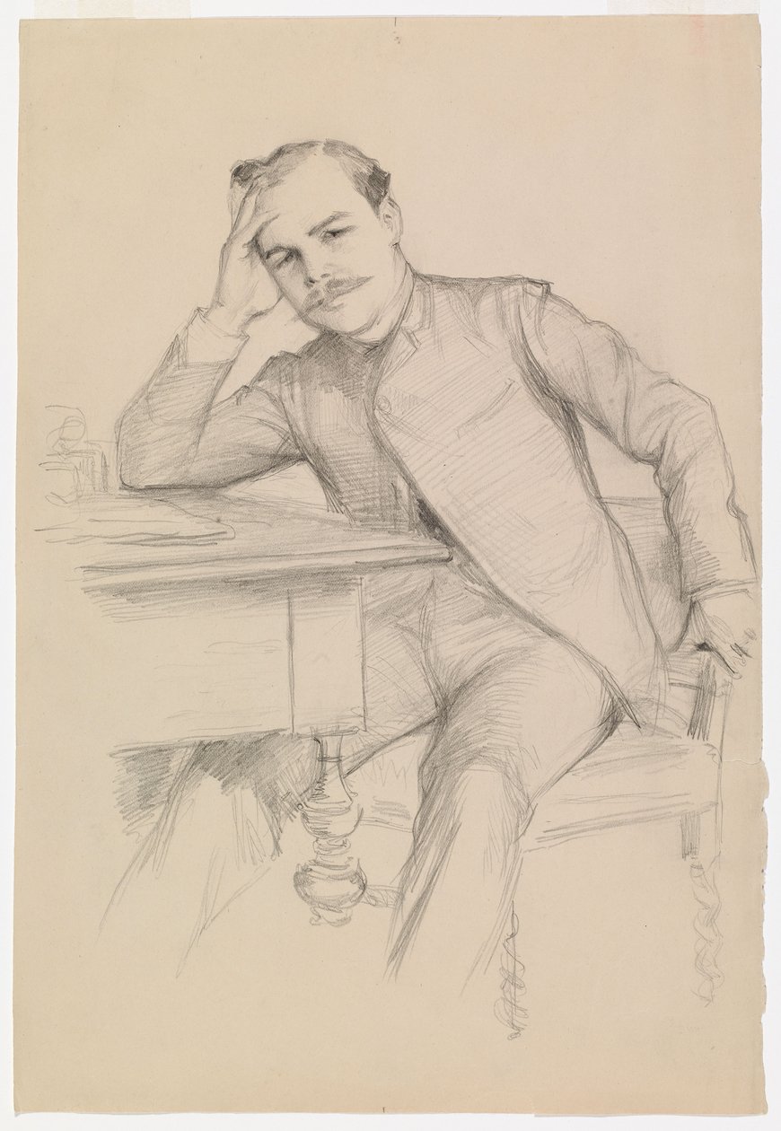 Portret van de auteur René Vallery-Radot, schets door Albert Edelfelt