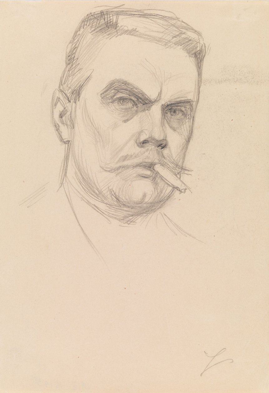 Zelfportret met een sigaar door Albert Edelfelt