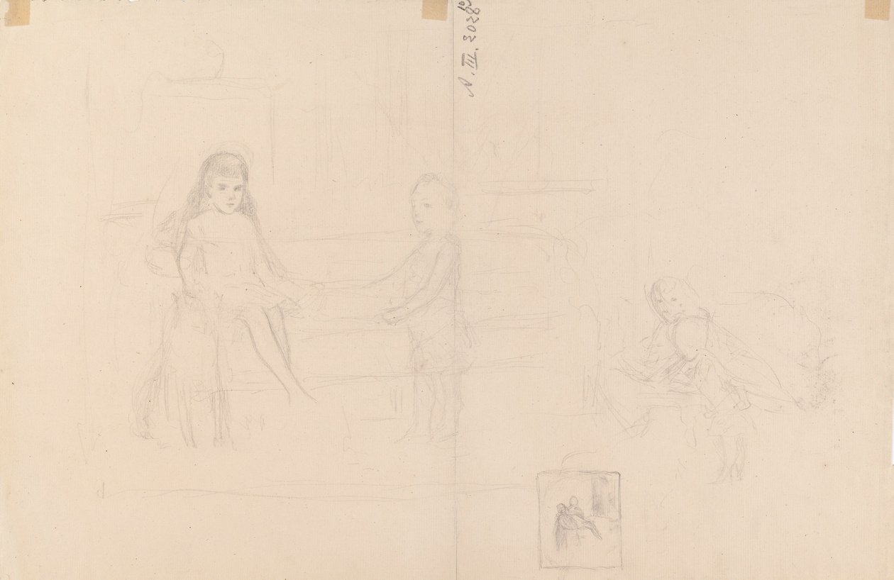 Schets van Michael en Xenia, de kinderen van tsaar Alexander III door Albert Edelfelt