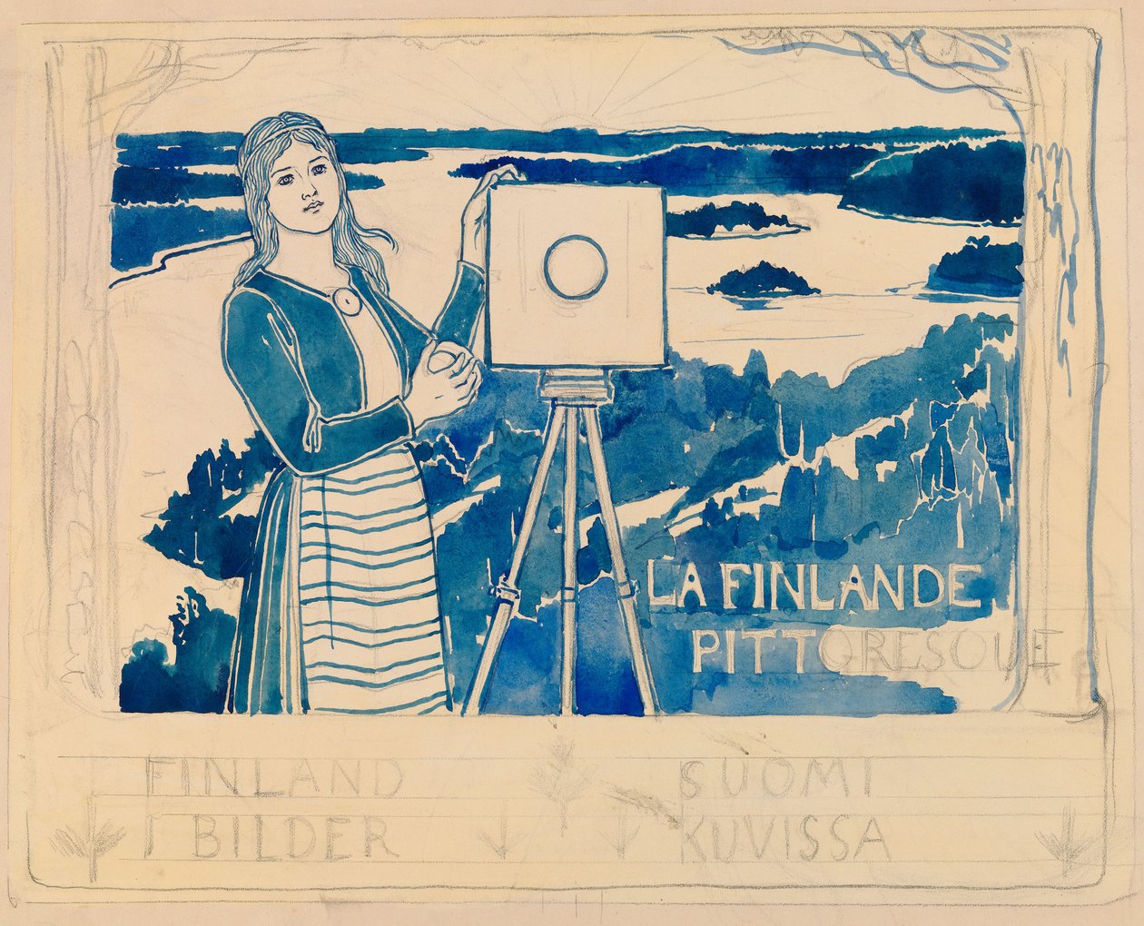 Schets voor de publicatie Pictorial Finland door Albert Edelfelt