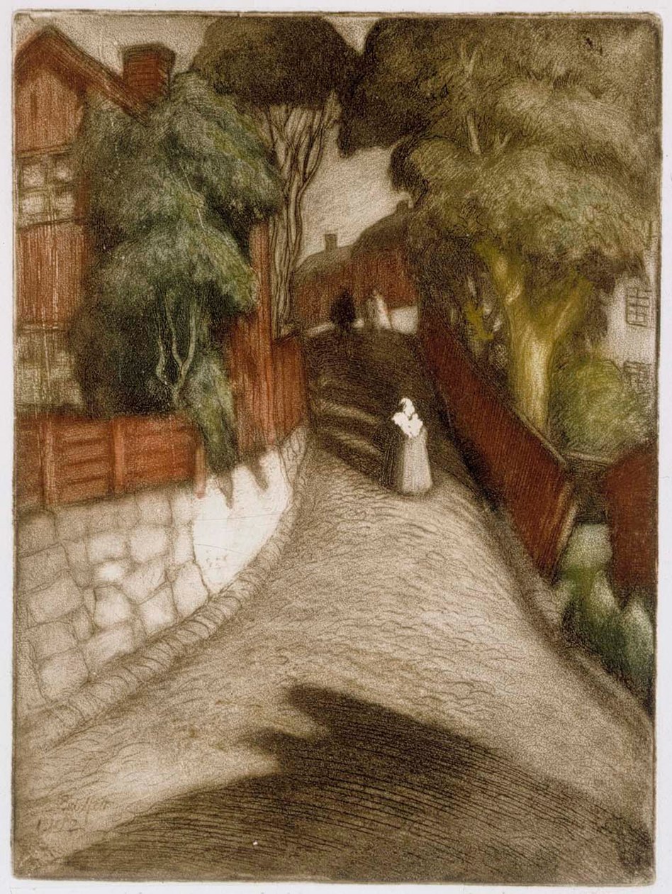 Straat in Porvoo door Albert Edelfelt