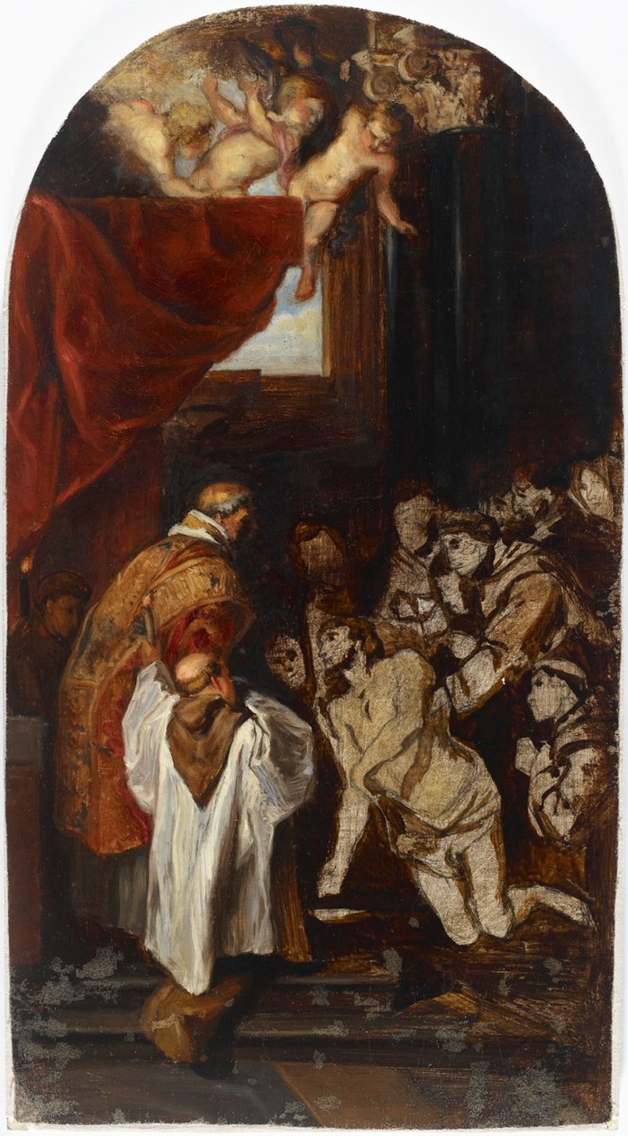 Die letzte heilige Kommunion des Heiligen Franziskus von Assisi, Kopie nach Rubens door Albert Edelfelt
