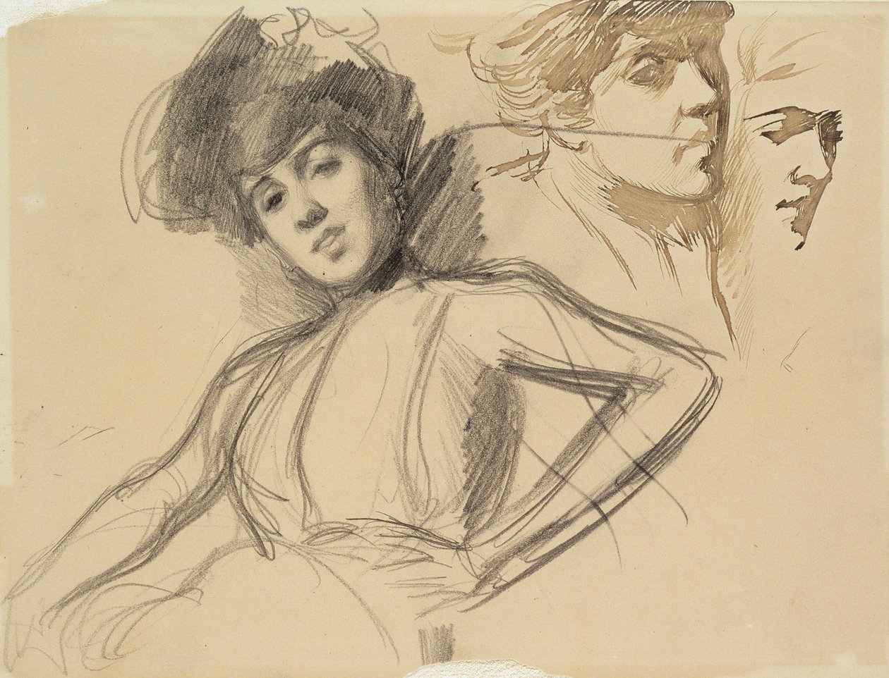 Drie studies voor een portret door Albert Edelfelt