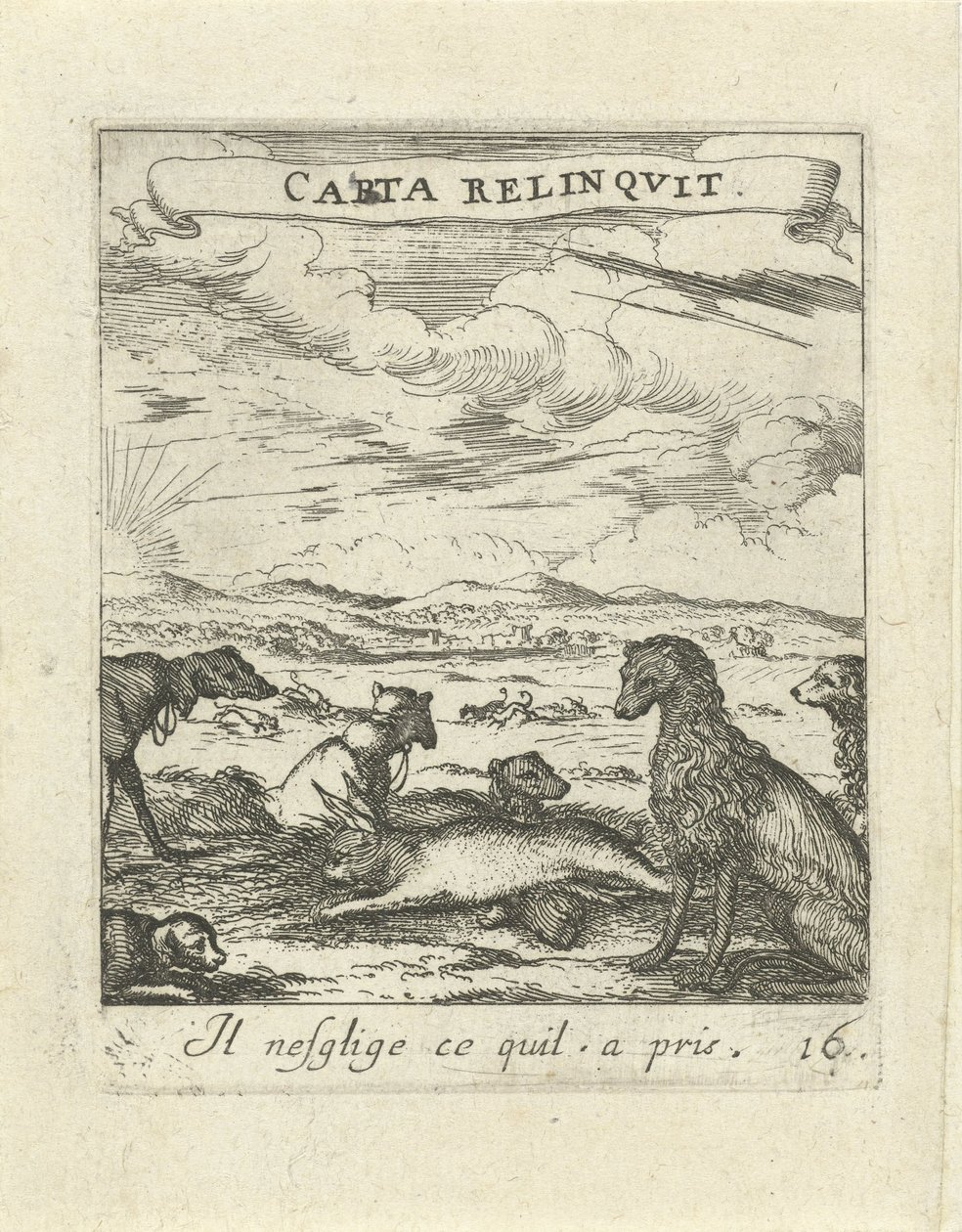 Landschap met honden door Albert Flamen