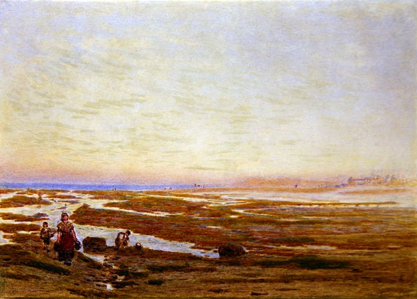 Laagwater aan de Zuidkust, nabij Brighton door Albert Goodwin