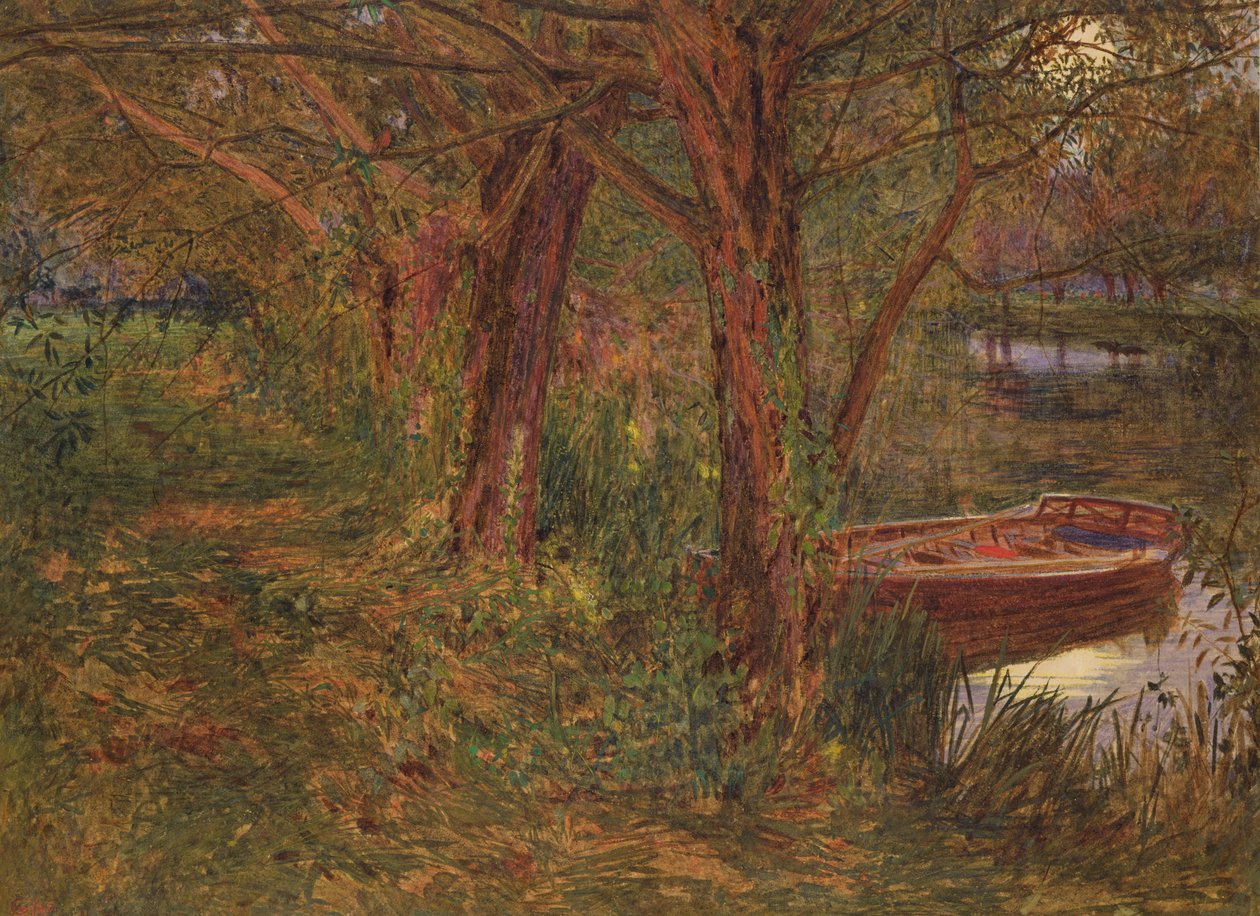 De Rivier bij Schemering door Albert Goodwin
