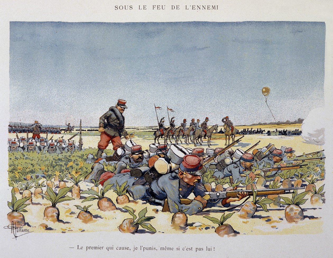 Onder vijandelijk vuur - het leger gezien door A. Guillaume, circa 1900 door Albert Guillaume