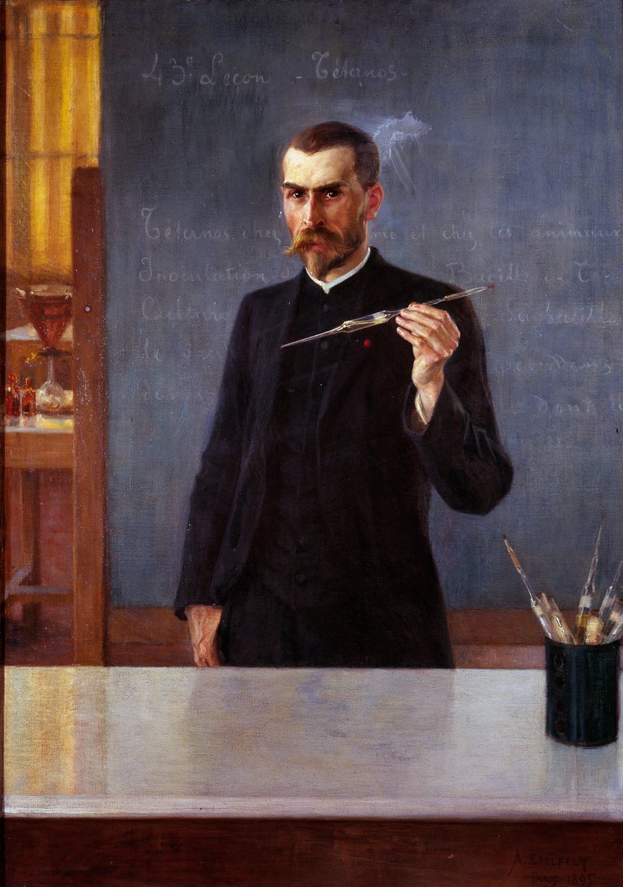 Portret van dokter Emile Roux, assistent van Louis Pasteur in 1894 door Albert Gustaf Aristides Edelfelt
