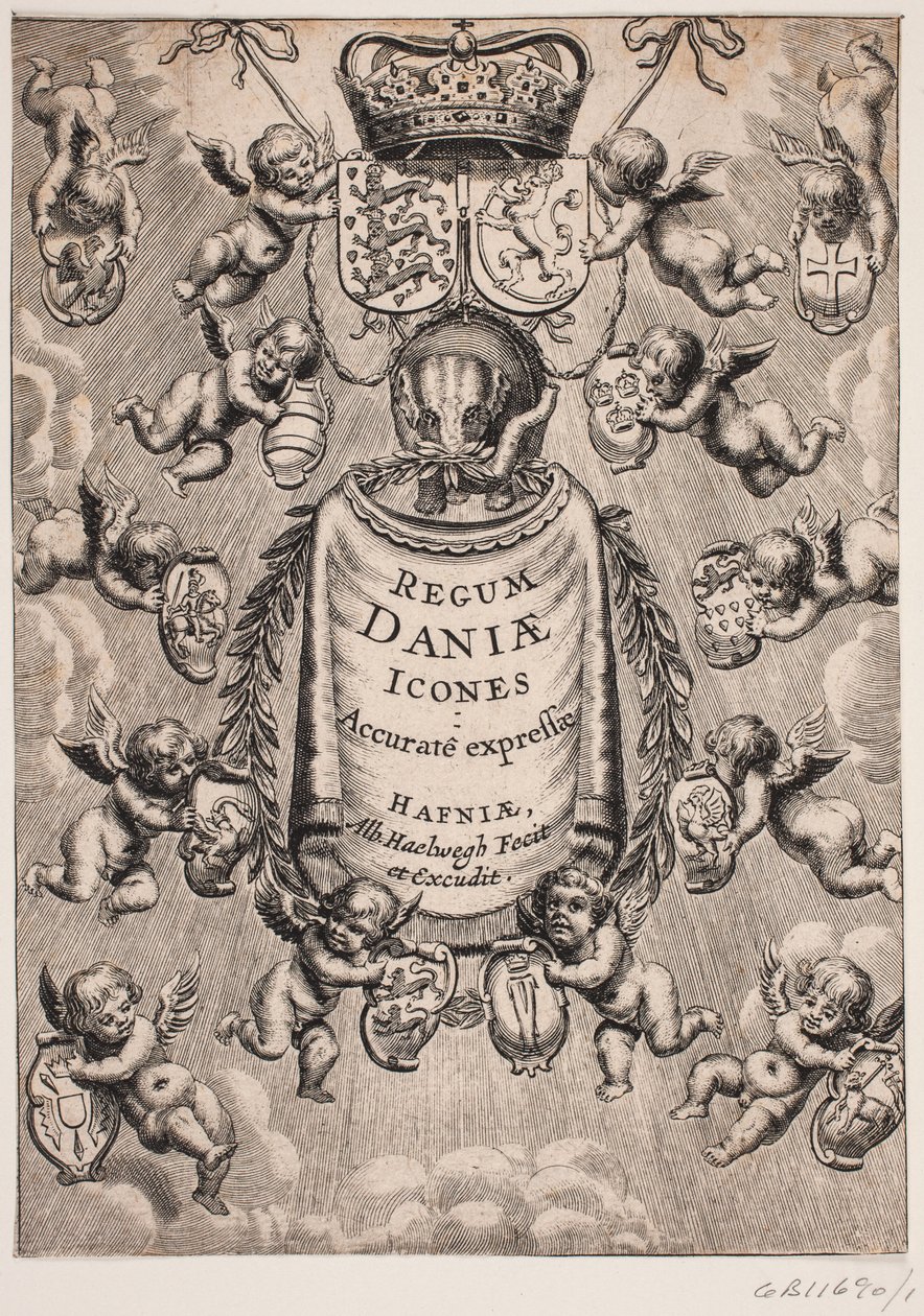 Titelblad voor "Regum Daniæ Icones", 1646 door Albert Haelwegh