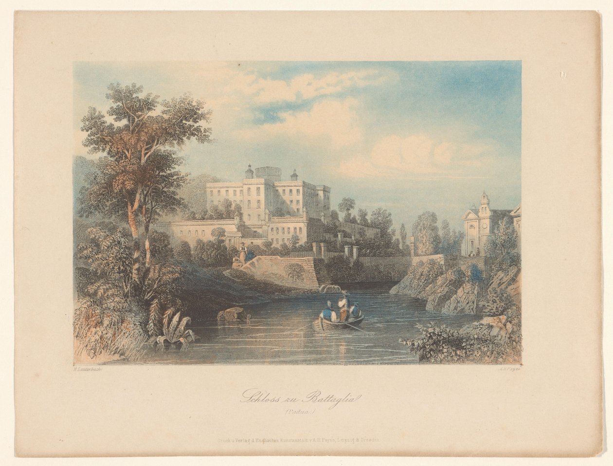 Gezicht op Castello del Catajo te Battaglia Terme door Albert Henry Payne
